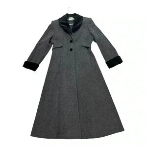 Vintage 1980’s Mario De Pinto MDP wool duster coat with velvet accents Size S